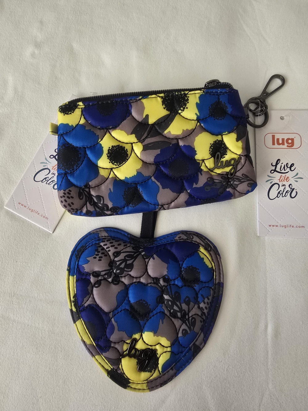 Lug Quilted Metro XL Wristlet and Luggage Tag Set in Peony Blue